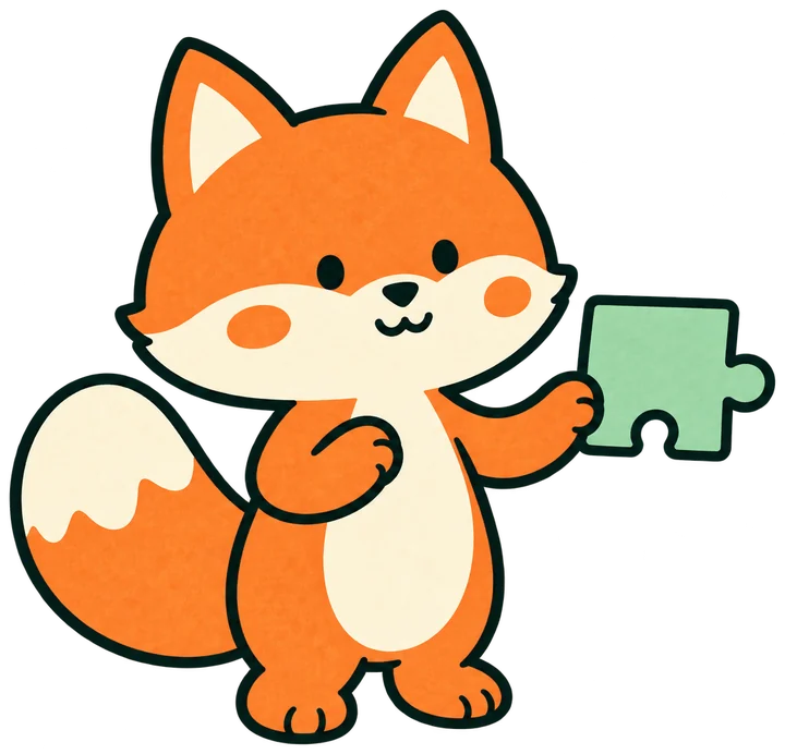 ミントのパズルを持つキツネ